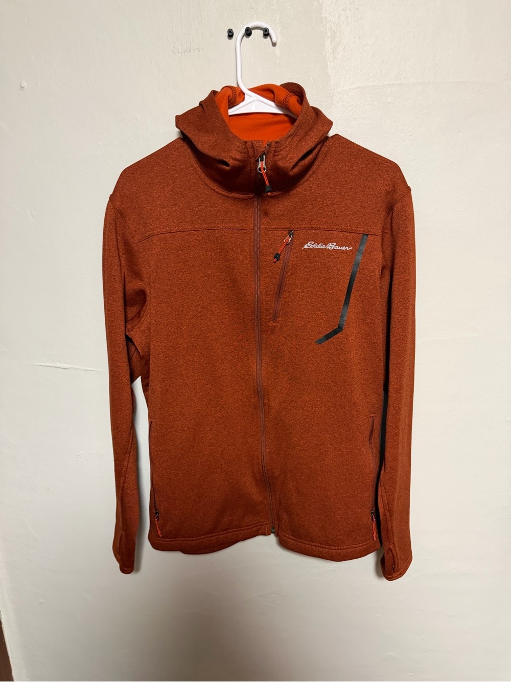 Eddie Bauer Men’s Burnt Orange Hooded Performance Jacket